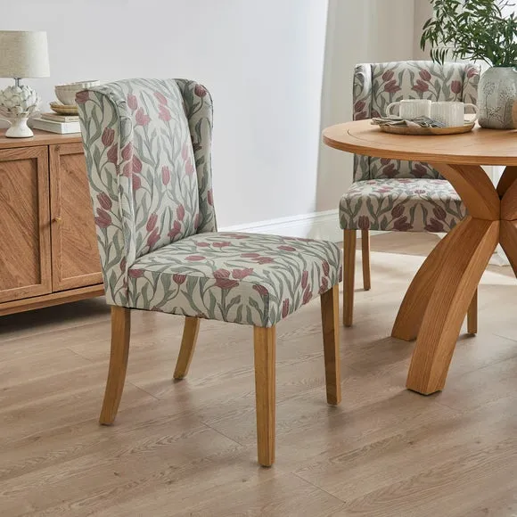 Oswald Set of 2 Dining Chairs, Tulip Blush Print