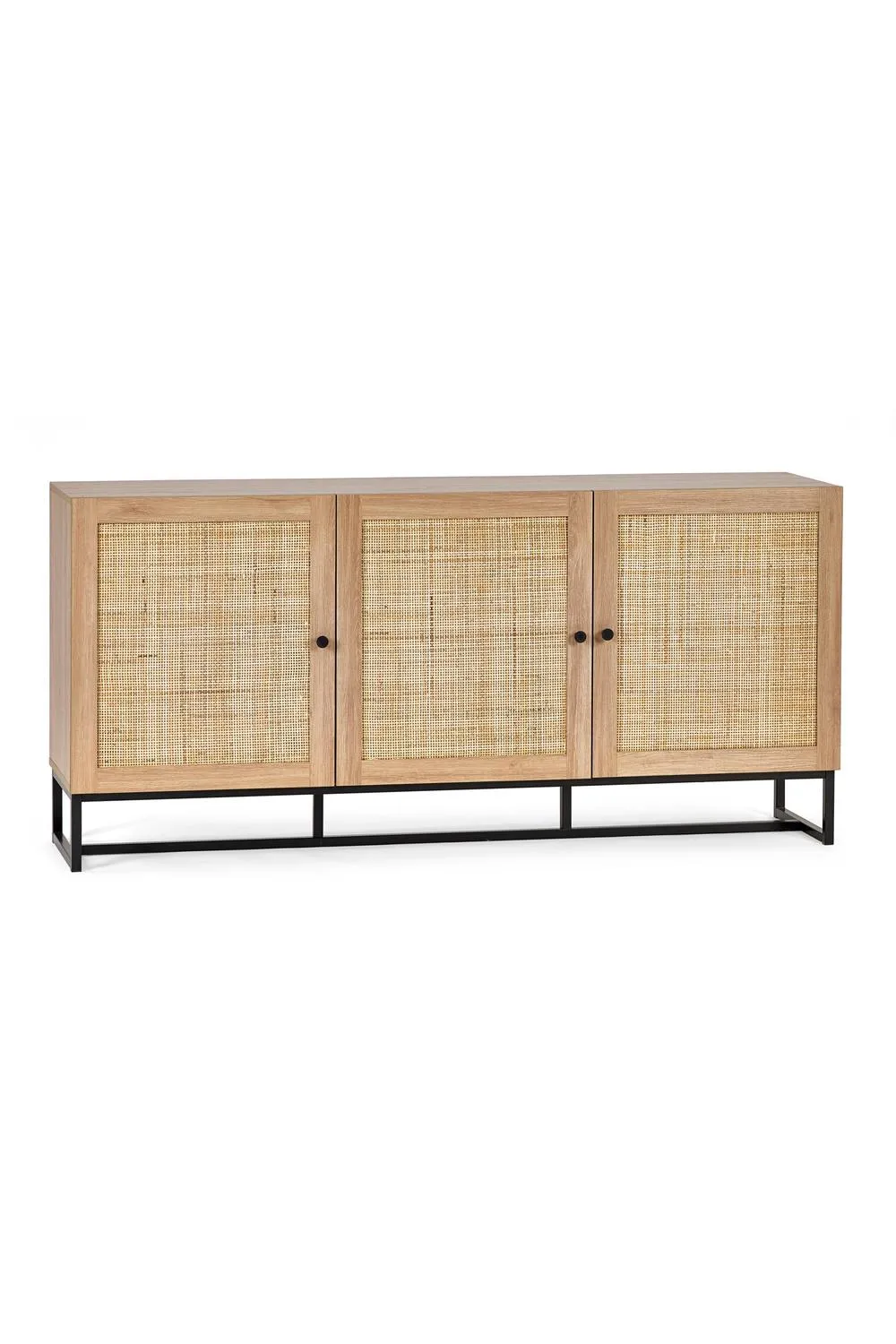 Julian Bowen Padstow Rattan 3 Door Sideboard in Light Oak 2