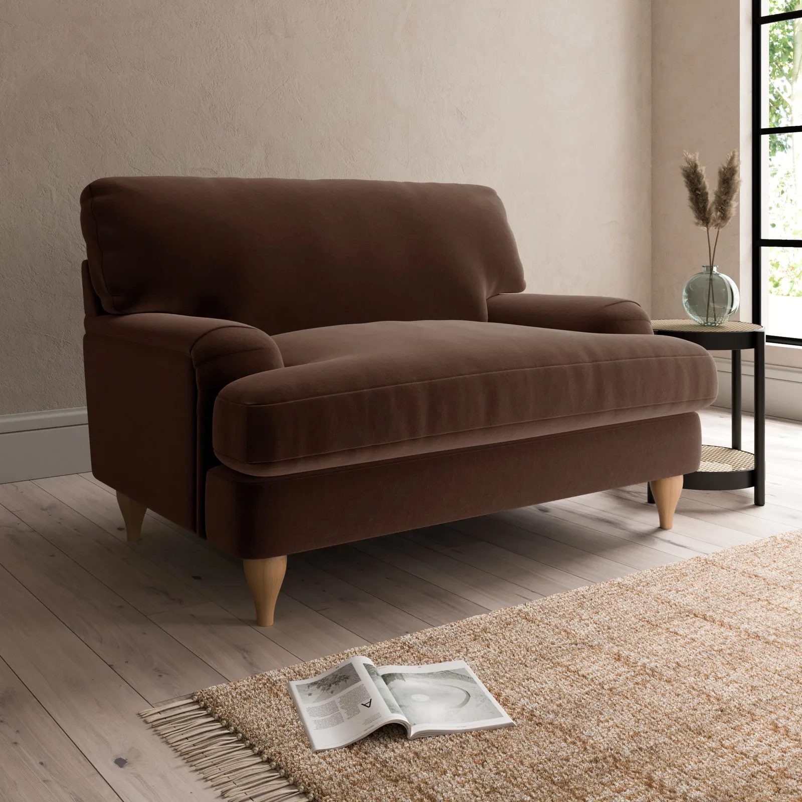 Darwin Luxury Velvet Snuggle Chair Luxury Velvet Pinecone
