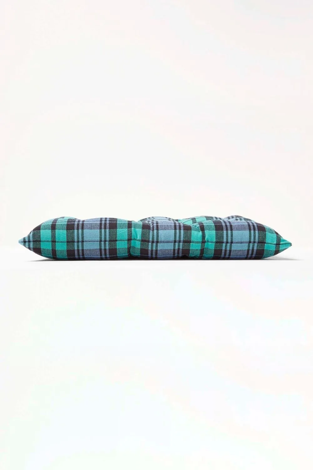 Homescapes 4 Pack Seat Pads Cotton Green Tartan Indoor Outdoor Garden Cushion, 40cm 6