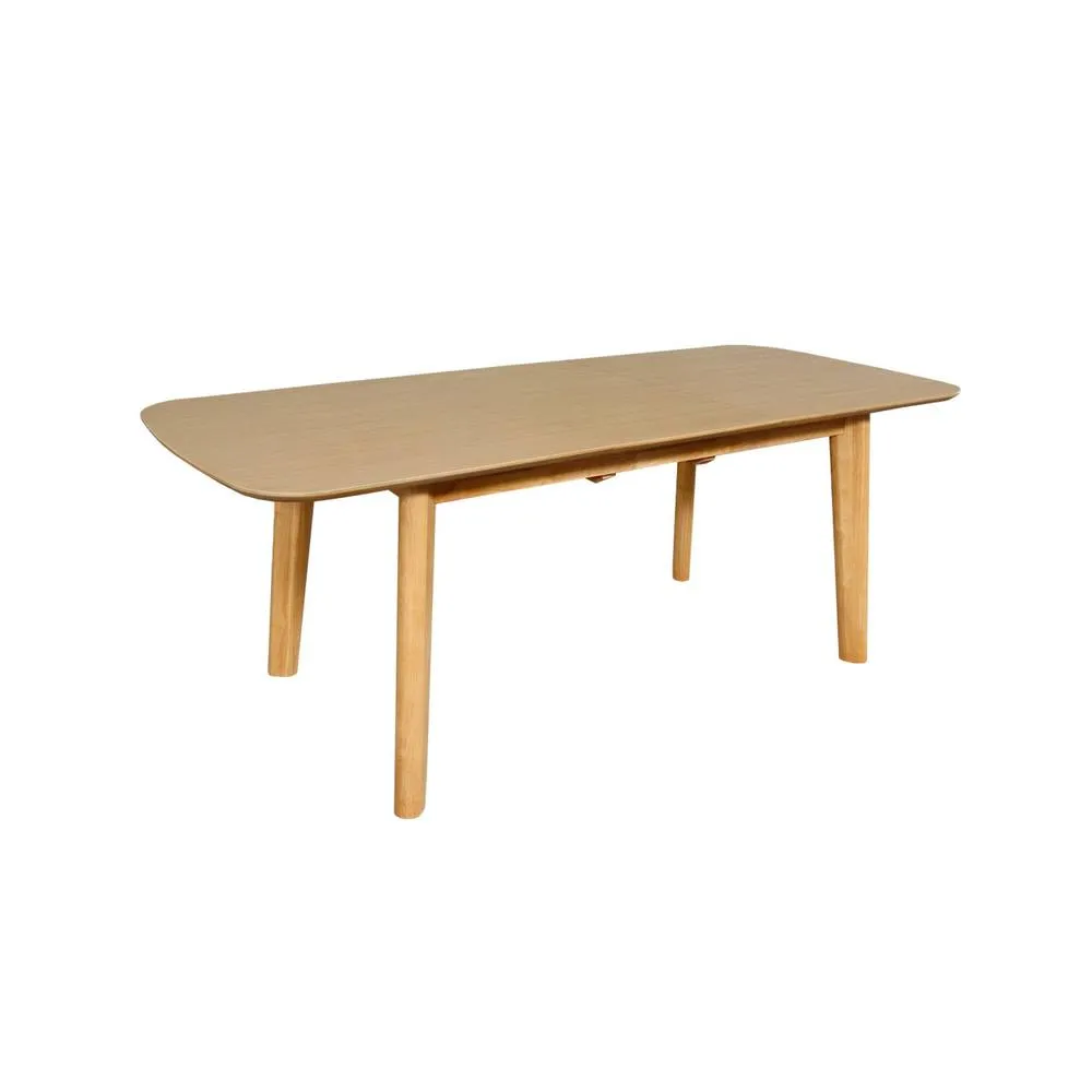 sweeek 4-6 seater extendable rectangular dining table, oak & metal veneer in Beige 2
