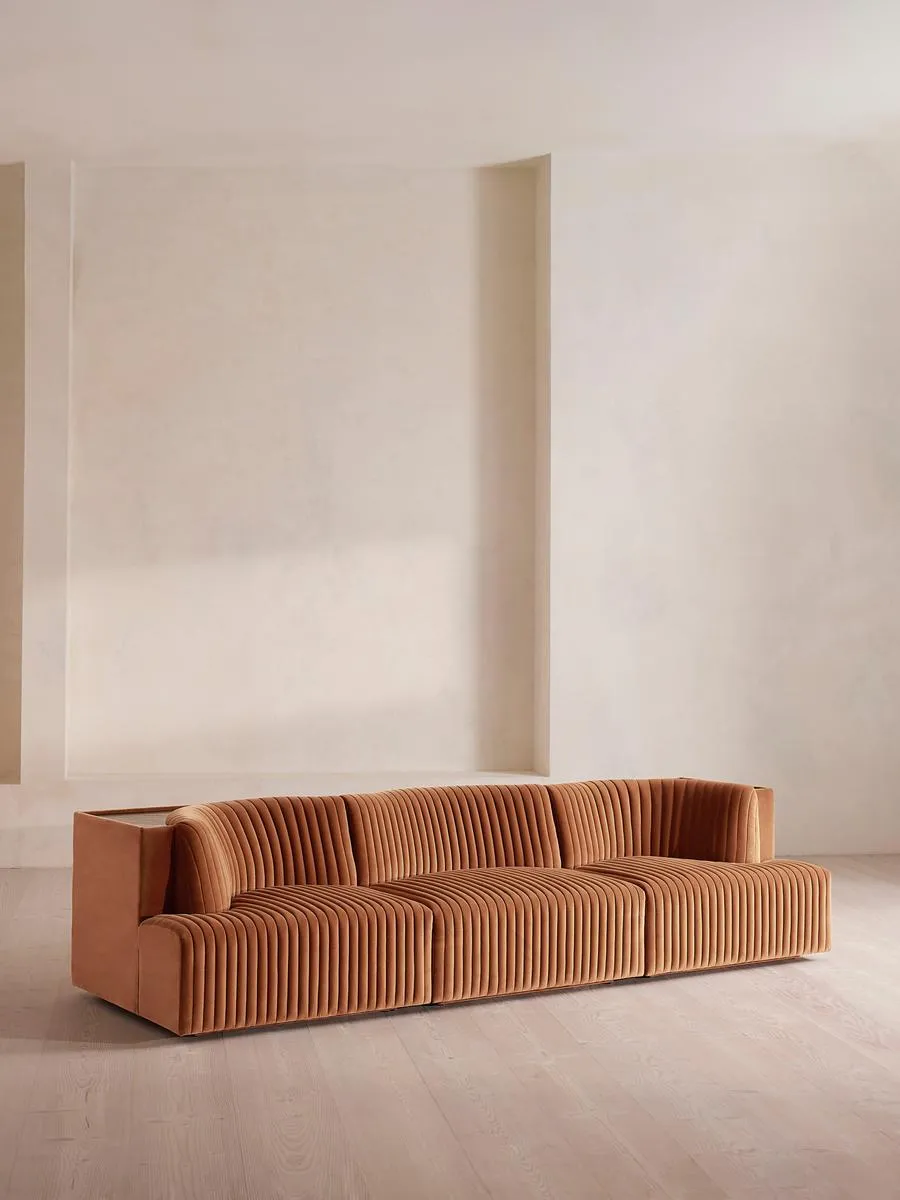 Hamish Modular Sofa, Four Seater, Velvet, Antique Rose