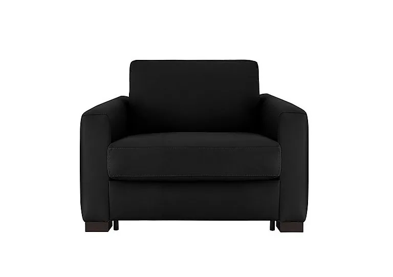 Alcova Leather Chair Sofa Bed with Box Arms - Torello Nero - Sofas and Armchairs - In Time for Christmas