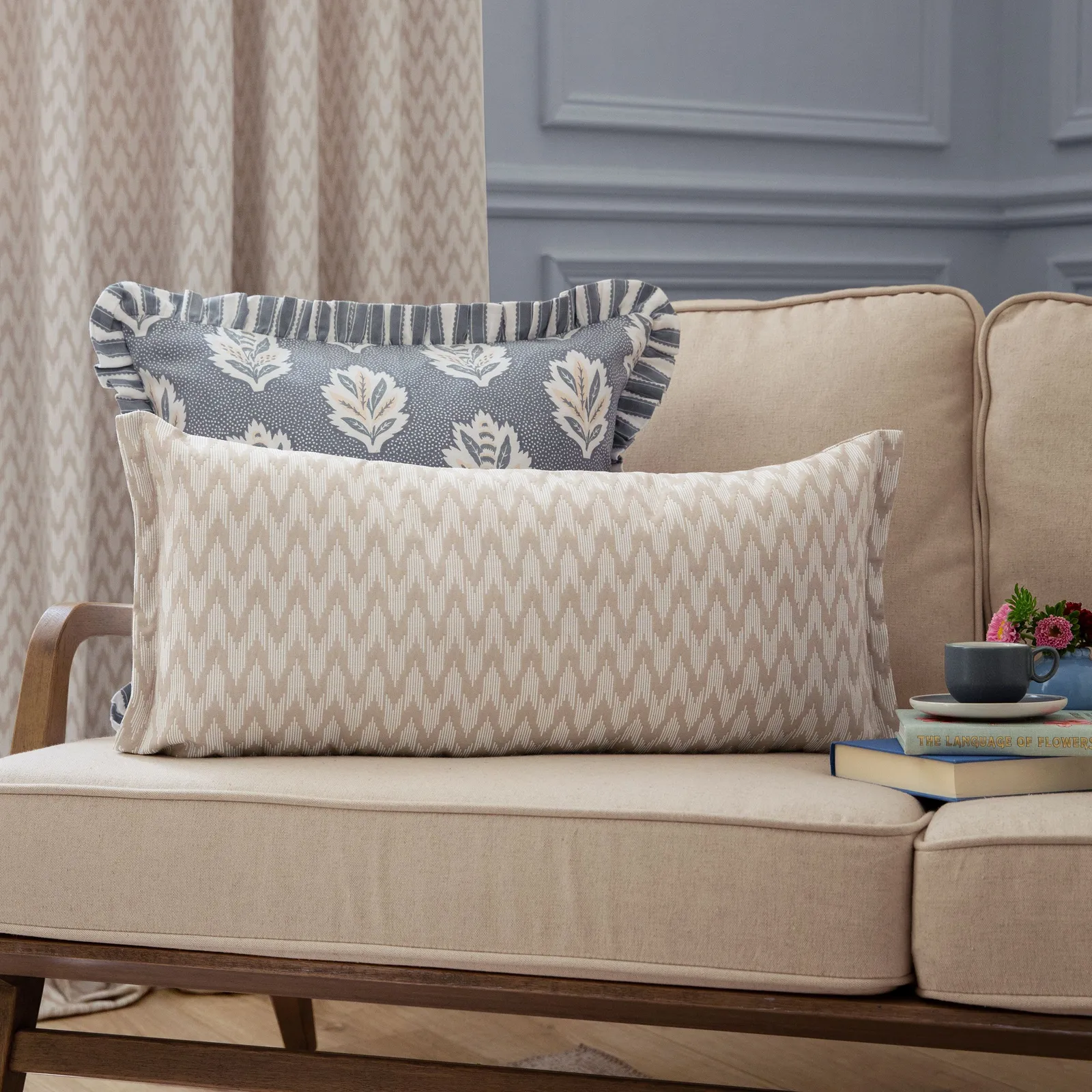 Sanderson Hutton Woven Jacquard Cushion in Beige