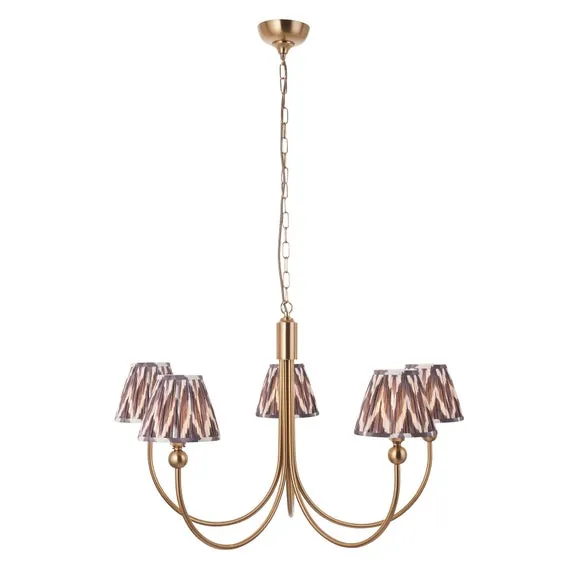 Vogue Javier 5 Light Adjustable Curve Pendant Light with Grey Zigzag Lamp Shades 5