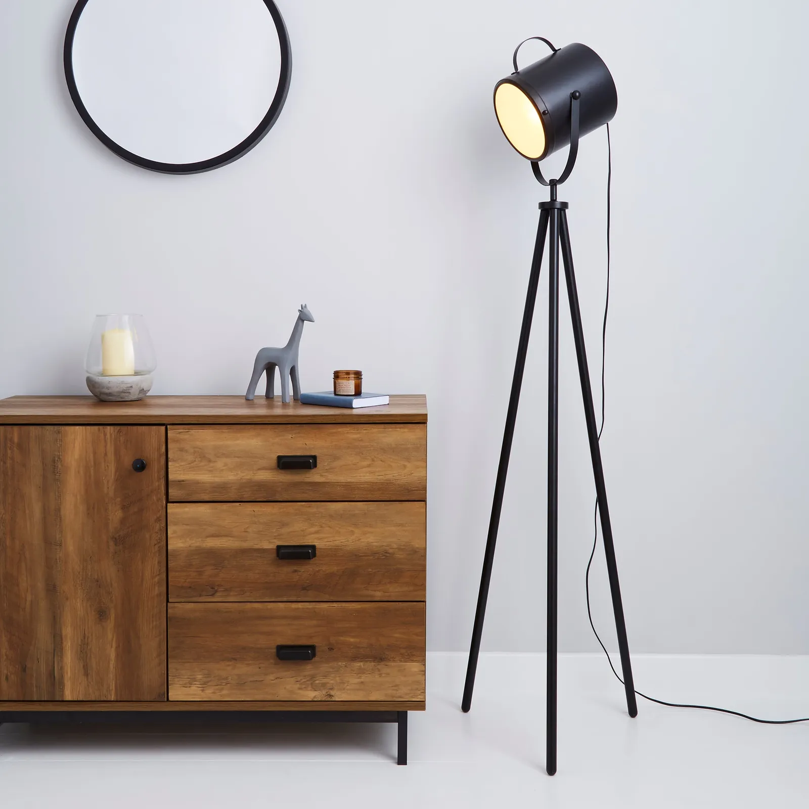 Carlton Camera Matt Black Floor Lamp Black
