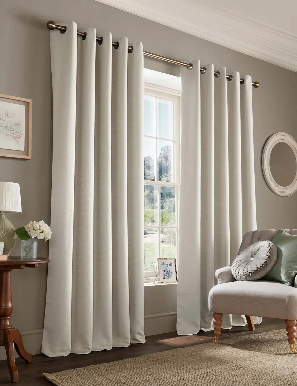 Laura Ashley Stephanie Eyelet Blackout Curtains Cream