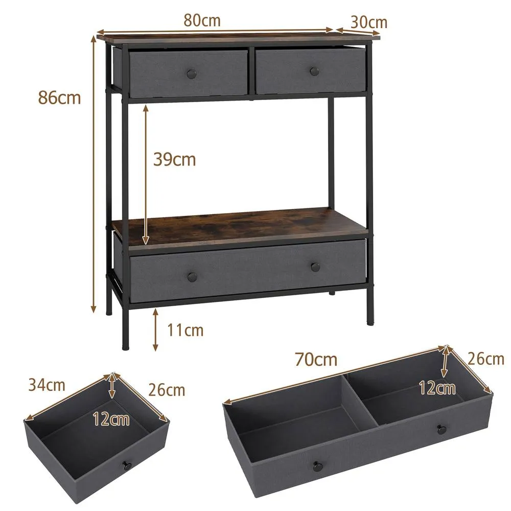Costway Console Table Industrial Entryway Table Sofa Table Rustic Foyer Table in Brown 2