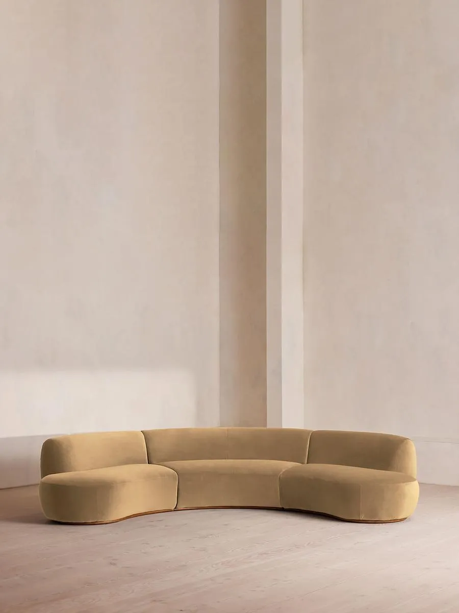 Aline Serpentine Modular Sofa, Four Seater, Camel Velvet