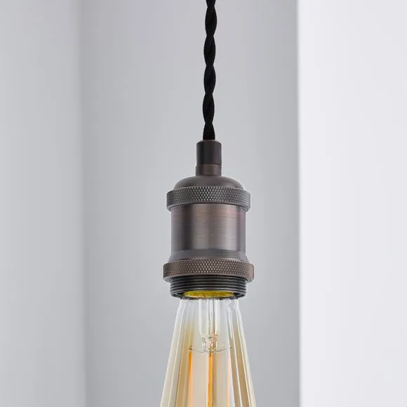 Return - Charlie Industrial Adjustable Pendant Flex Ceiling Light Cable Pewter 2