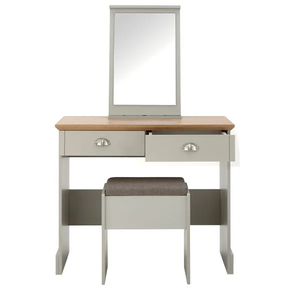 Kendal 2 Drawer Dressing Table Set with Mirror, Grey 3