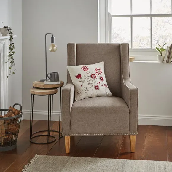 Scandi Field Embroidered Cushion