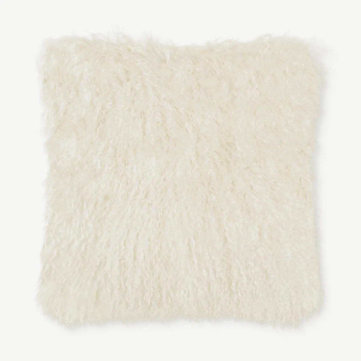 Haddie Mongolian Fur Cushion 45 x 45cm, Ivory