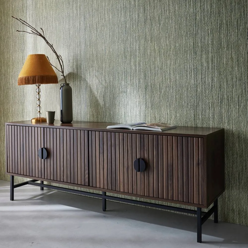 sweeek 157.5cm Tv Unit Wooden Effect 4 Doors in Dark Brown 3