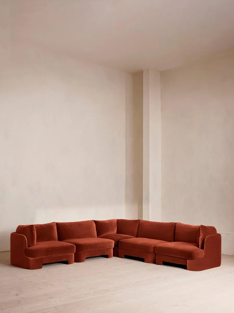 Odell Modular Sofa, Corner Sofa, Velvet, Rust