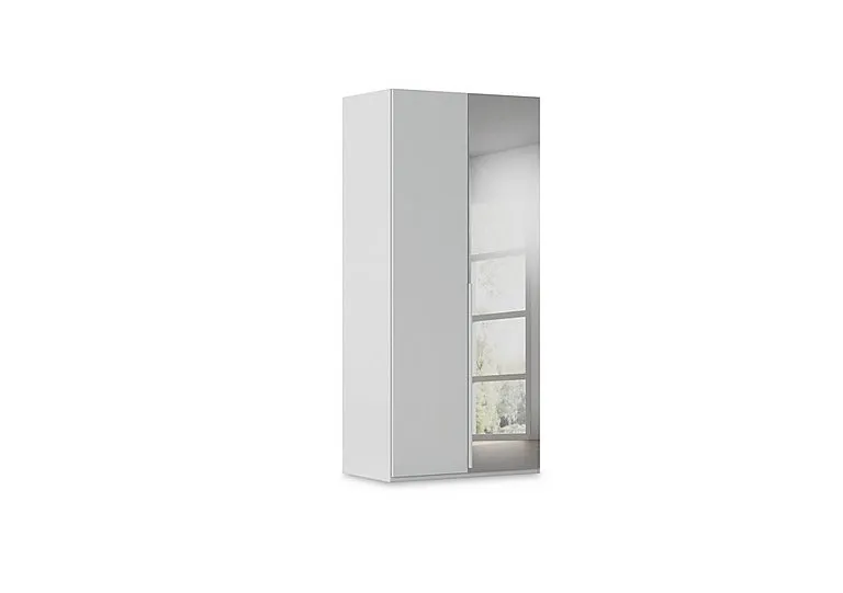 Haven 101cm 2 Door Hinged Wardrobe with 1 Décor Door and 1 Mirror Door - Silk Grey/Silk Grey Front
