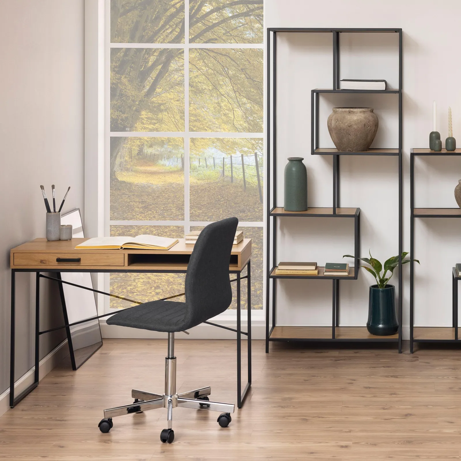 Furniture To Go Seaford Office Desk with 1 Drawer in Oak in Light Oak 4