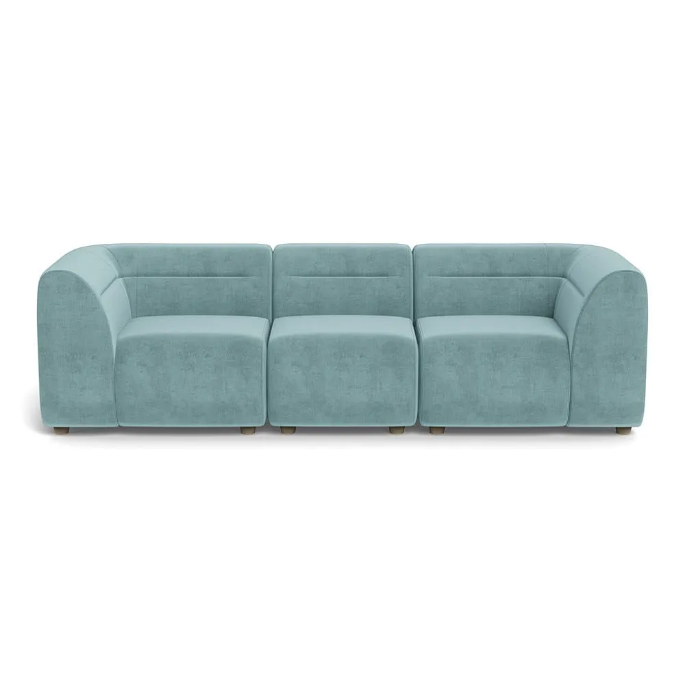 Heal's Lilli 3 Seater Sofa Smart Luxe Velvet Mineral Blue Natural Feet 1