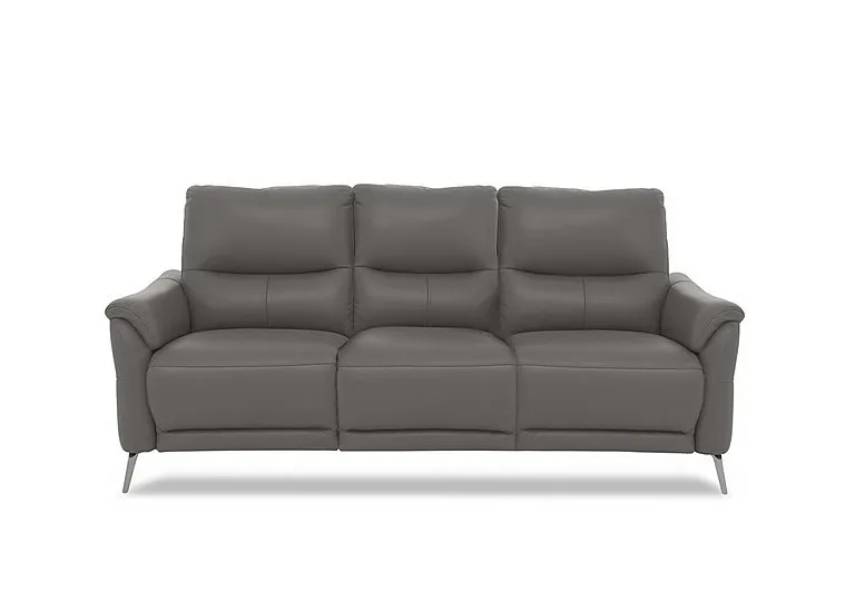 Daytona 3 Seater Leather Power Recliner Sofa with Drop Down - Elephant