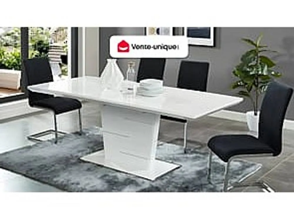 Vente-unique Extendable Dining Table - 6 - 8 Seater - Lacqured White MDF - AMELLE 4
