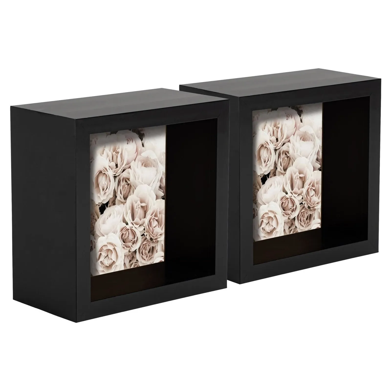 Nicola Spring 3D Deep Box Photo Frames - 4 x 4" - Pack of 2 in Black