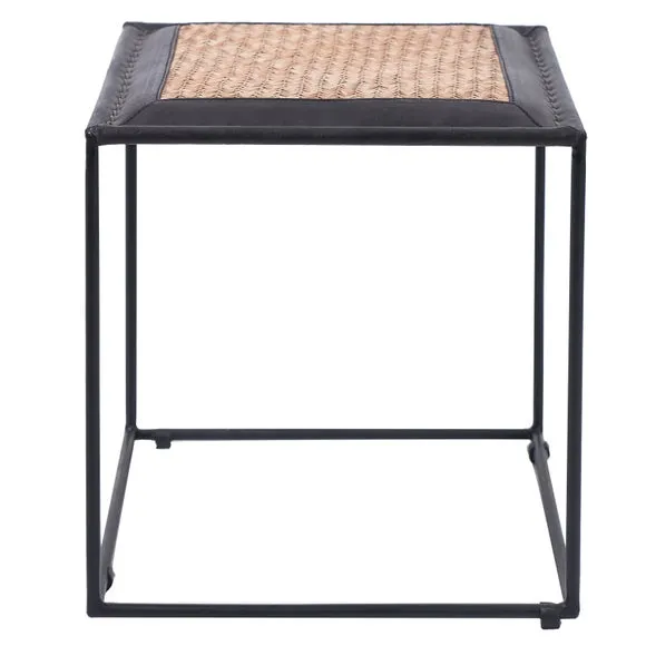 Ezio Leather and Rattan Stool 2
