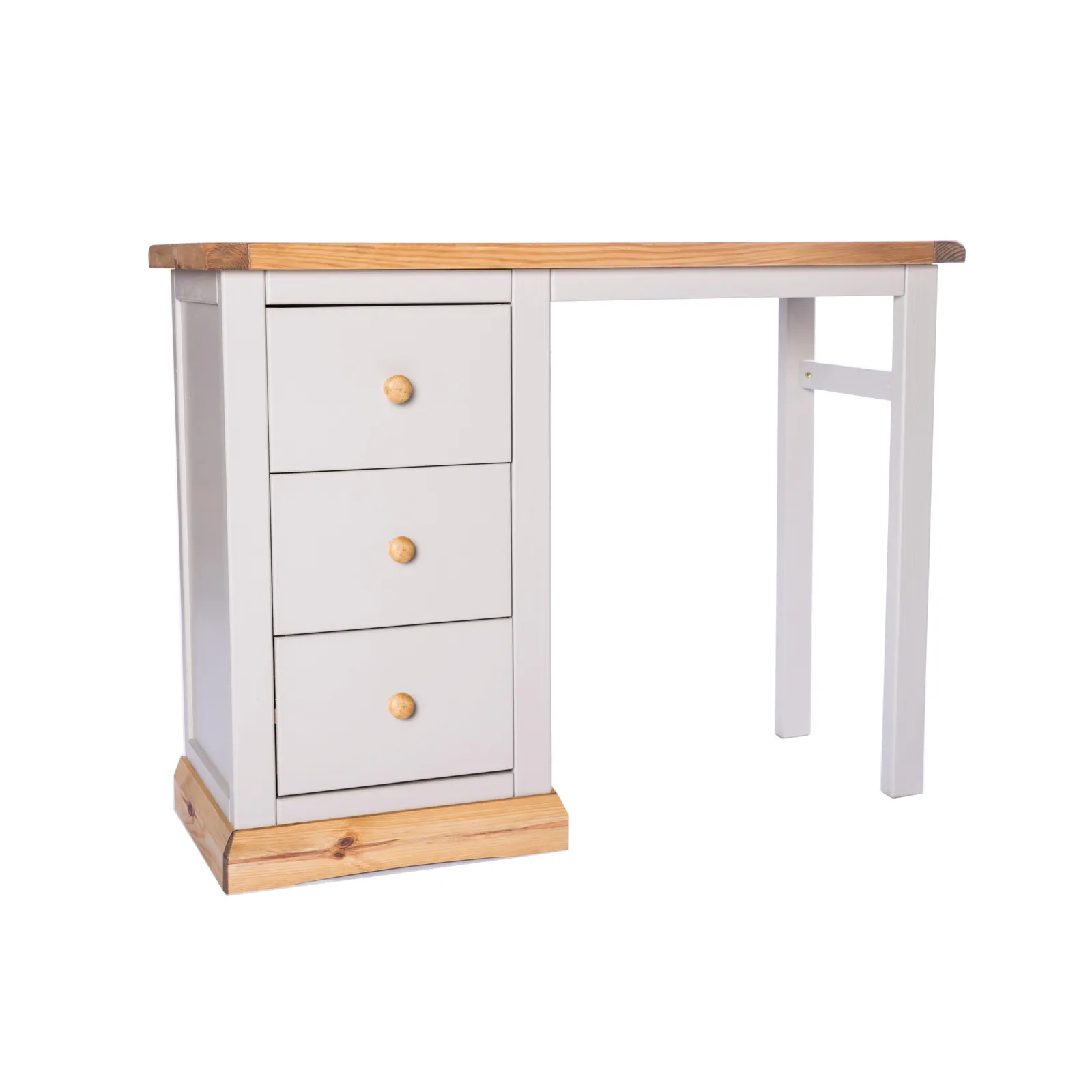 Cabinet Bits Bomporto 3 Drawer Desk - Dressing Table Wood Knob in Light Grey 2