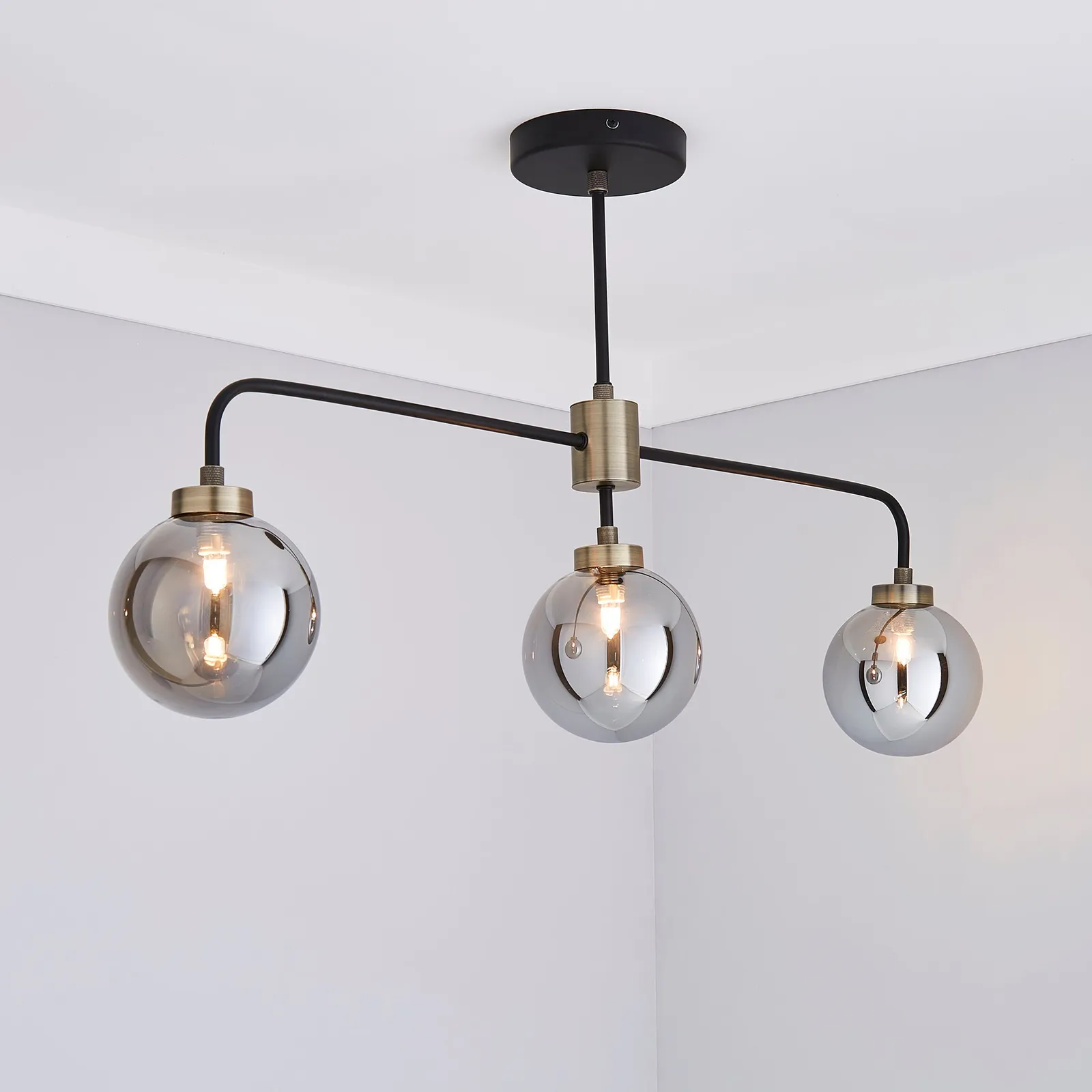 Tanner 3 Light Black Bar Ceiling Fitting Black