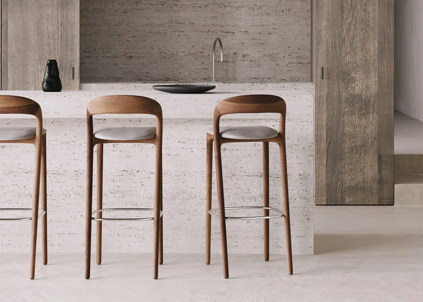 Artisan Neva Light Barstool in Oak White Oil with Inox Footrest 65cm 3
