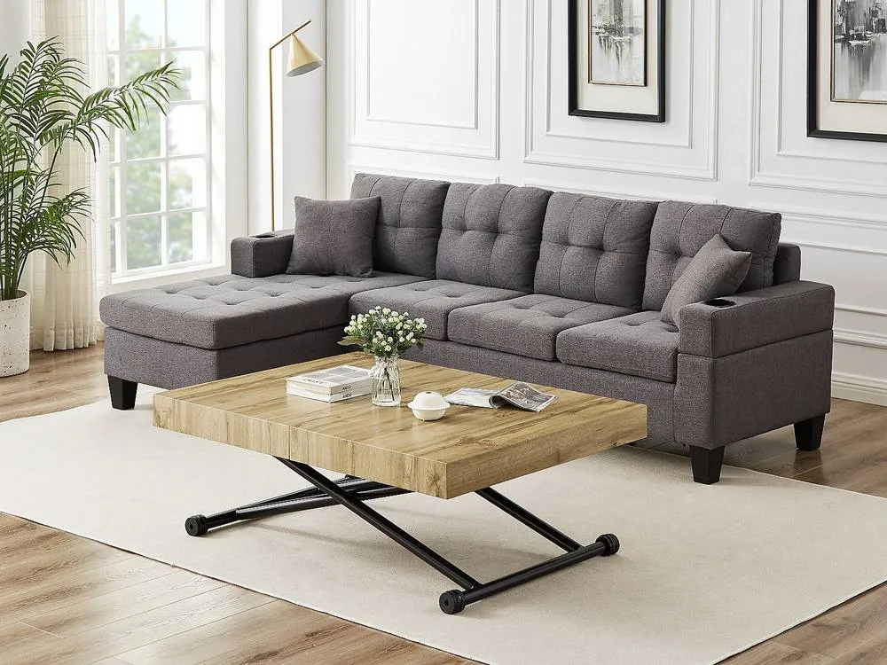 Vente-unique Extendable & Adjustable 2 - In - 1 Table - MDF & Steel - Natural in Black 6