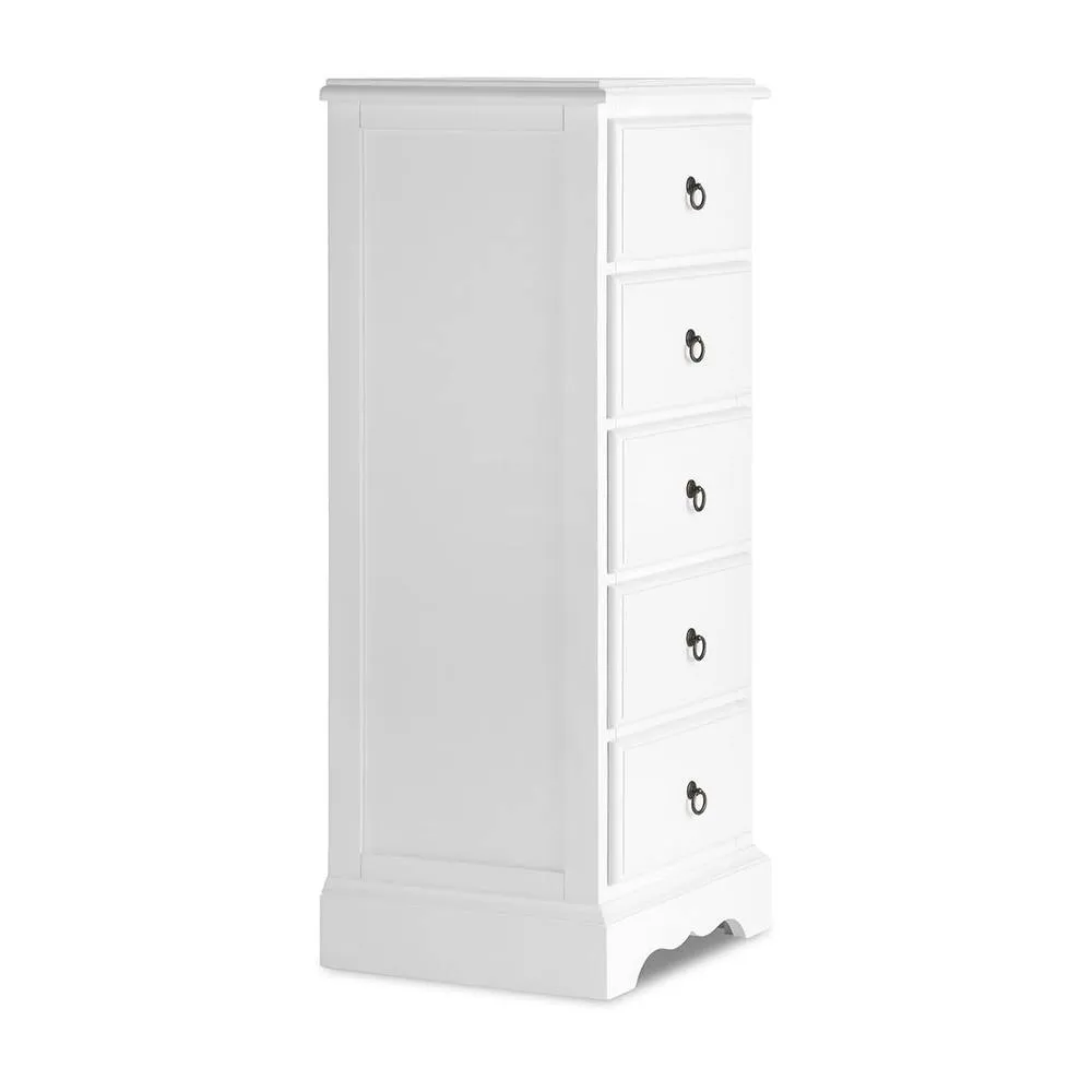 Statement Furniture Romance 5 Drawer Tallboy in Cool White 5