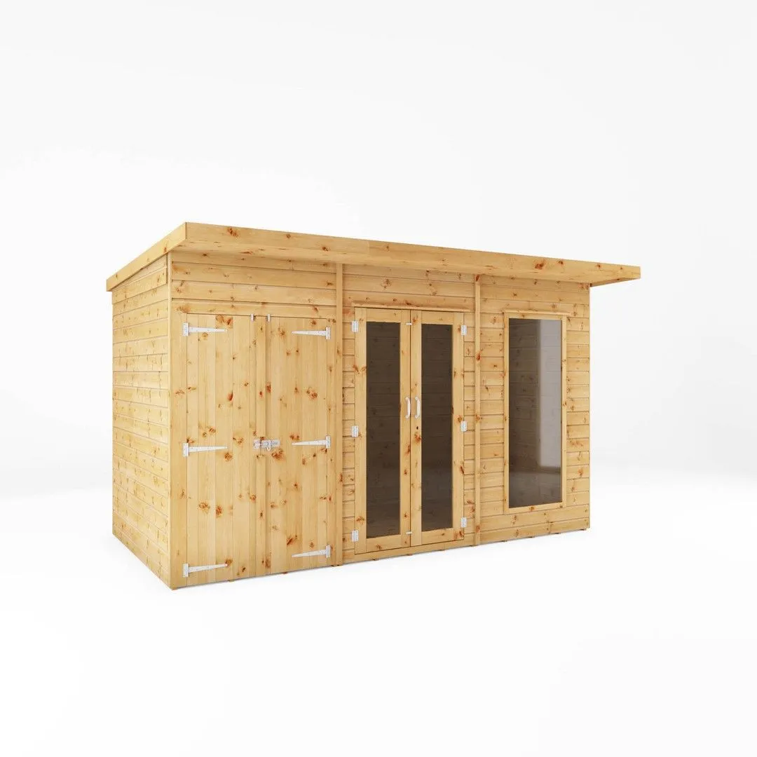 Mercia Maine Pent Summerhouse with Side Shed - L233.1 x W361.5 x H217 cm in Brown