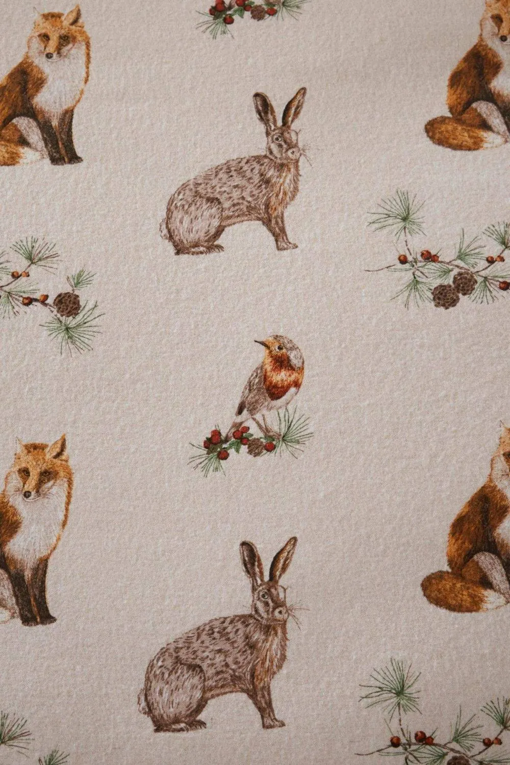 Dreams & Drapes 'Derwent Check' Brushed Cotton Reversible Woodland Animal Print Duvet Cover Set in Natural 6