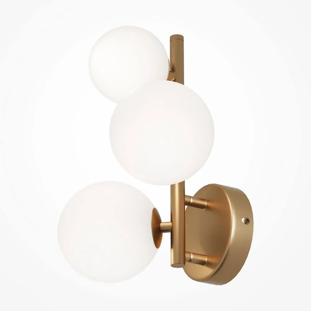 Netlighting Maytoni Dallas Modern 3 Light Wall Lamp Gold Matte White Shade G9 3