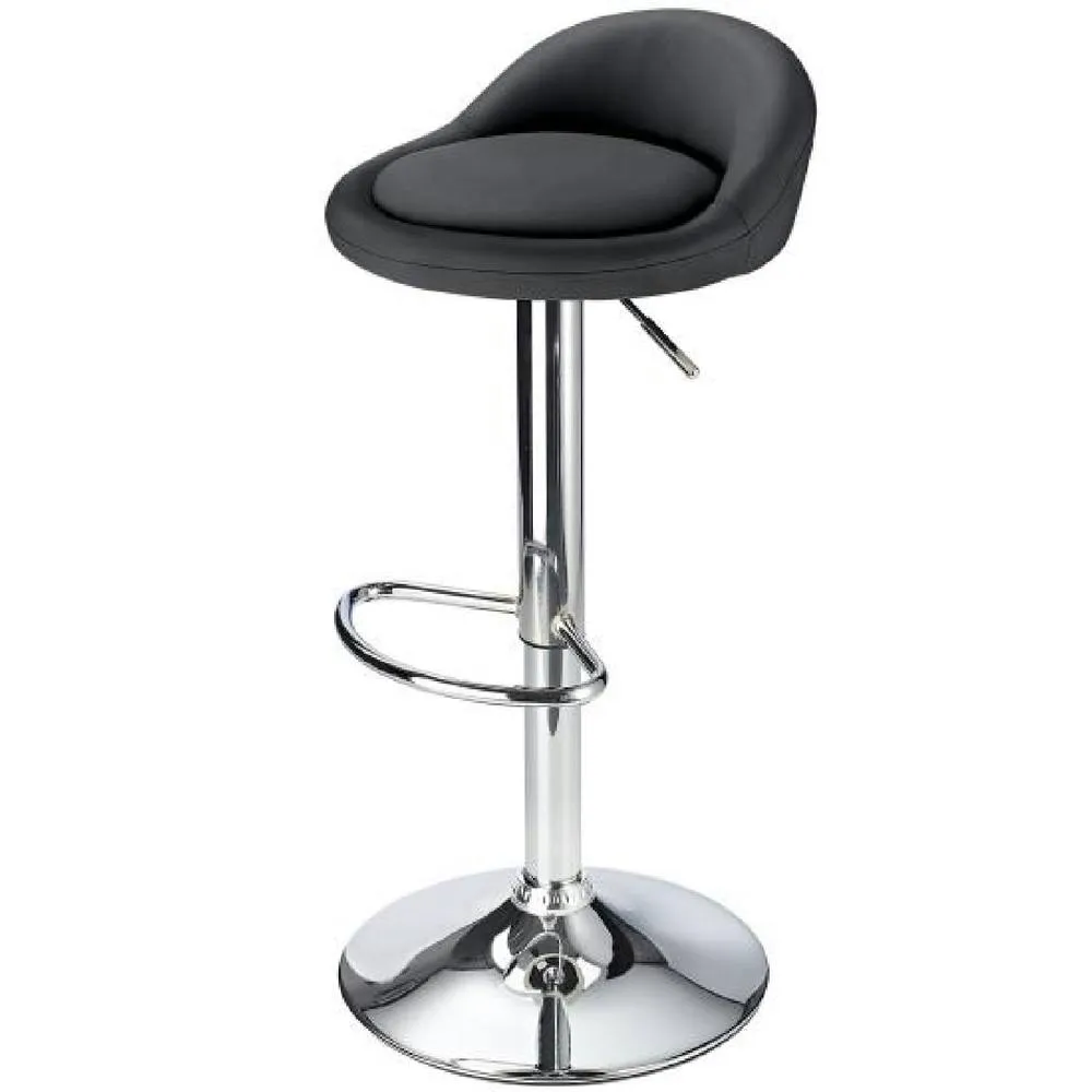 netfurniture Gaor Adjustable, Breakfast Bar Stool Faux Leather, Padded Seat Black 6