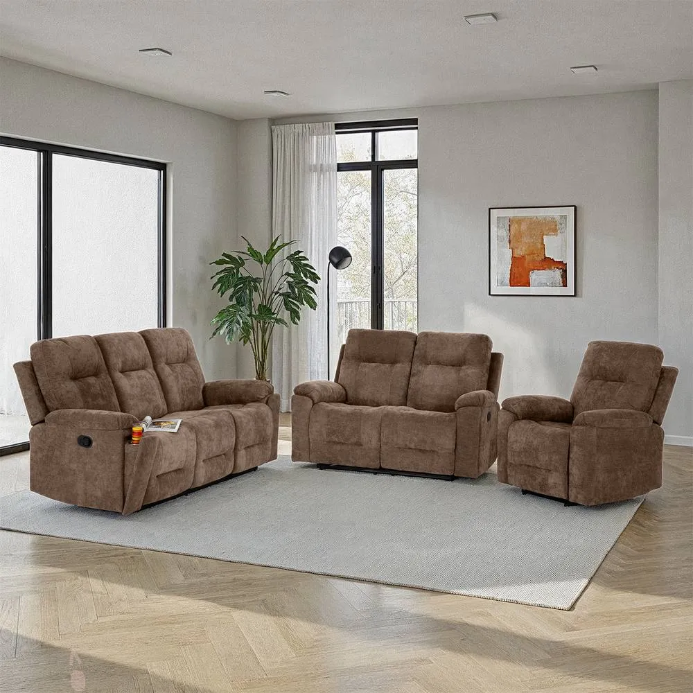 Seconique Guildford 3+2+1 Recliner Suite - Antelope Brown Fabric