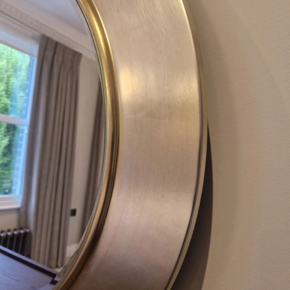 Yearn Mirrors Ava Metallic Silver Round Bevelled Mirror Gold Trim 6