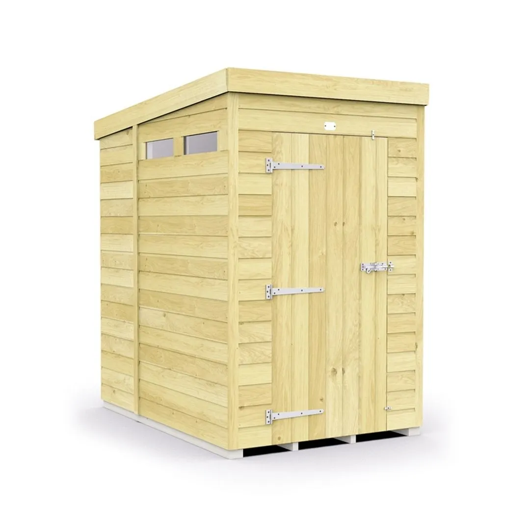 Buttercup Farm 4 x 6 Feet Pent Security Shed - Single Door - L178 x W127 x H201 cm in Brown