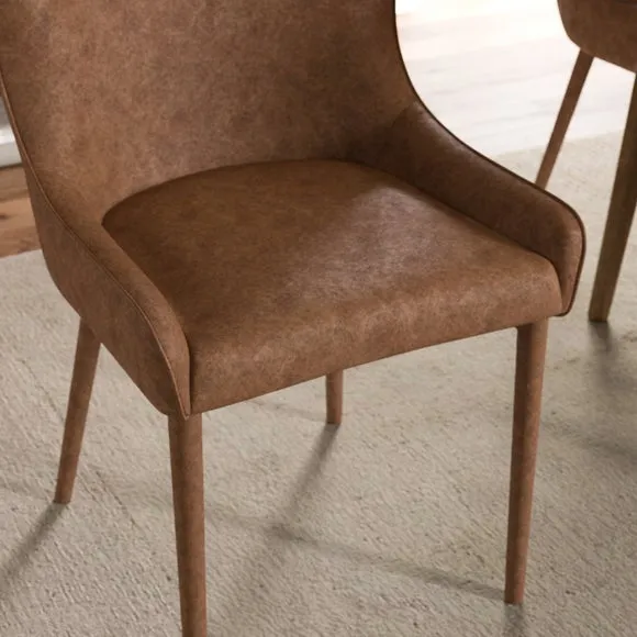 Montreal Set of 2 Fully Upholstered Dining Chairs, Faux Leather 4