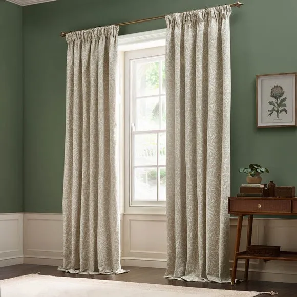 Morris & Co. Acorn Tonal Jacquard Pencil Pleat Curtains 1