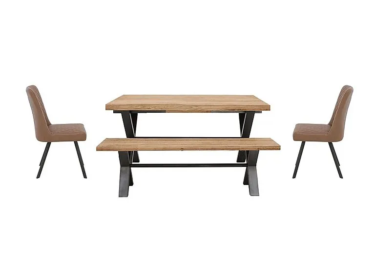 Earth Small Dining Table With Bench and 2 Chairs - Tan