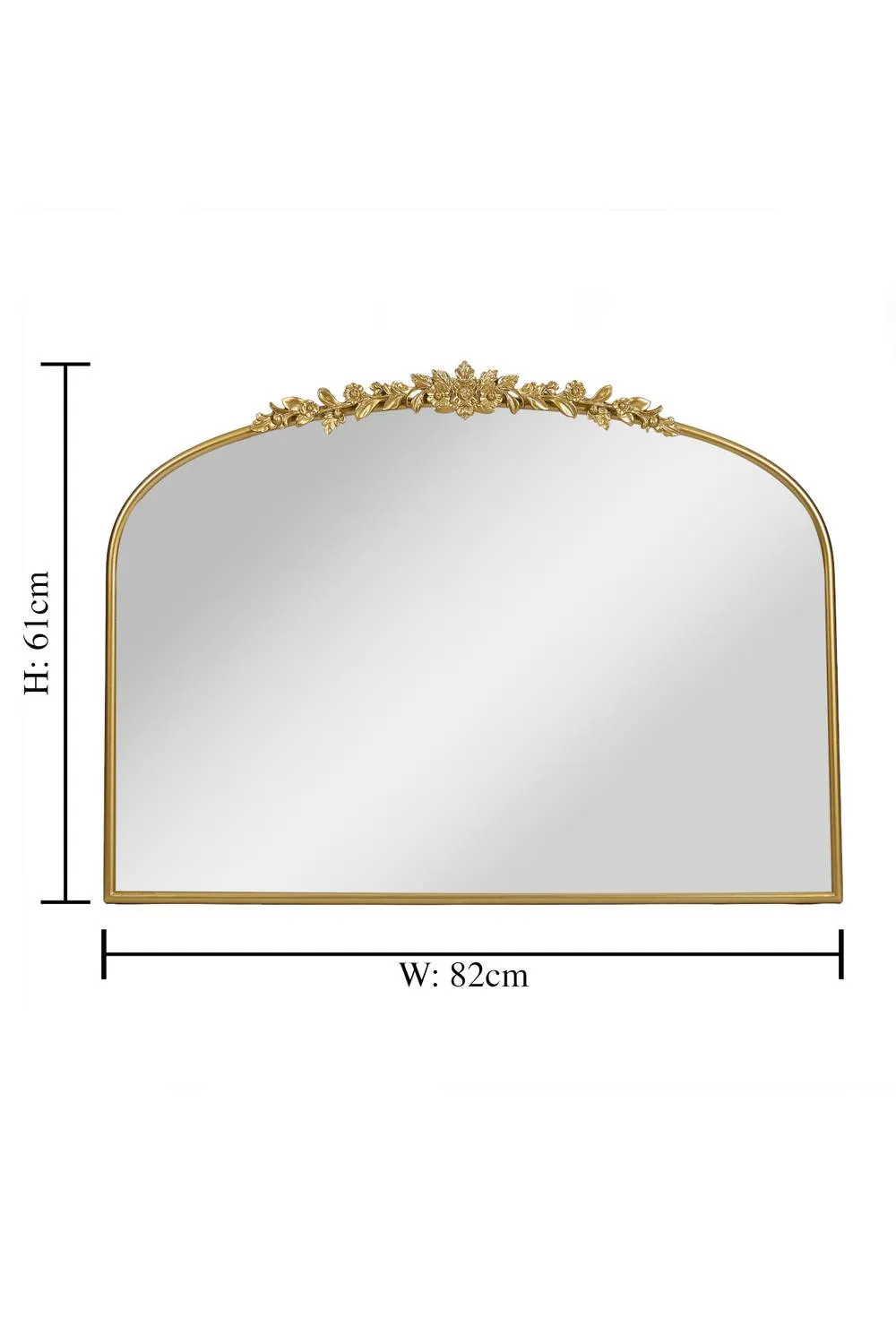 Dibor Gold Foliage Crest Overmantel Wall Mirror, 82cm x 61cm 2