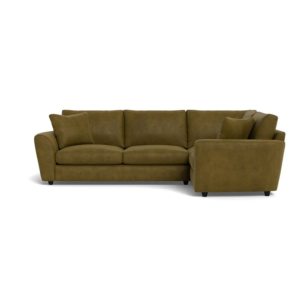 Heal's Snooze Right Hand Facing Corner Sofa Smart Luxe Velvet Peridot Black Feet 1