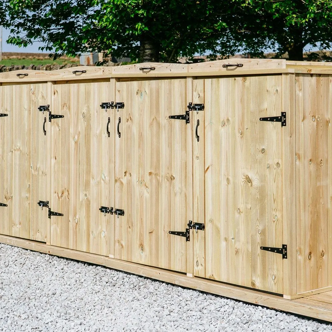 Buttercup Farm Chatburn Quad Wheelie Bin Store - Timber - Fits 4 x 360L Wheelie Bins in Brown 4