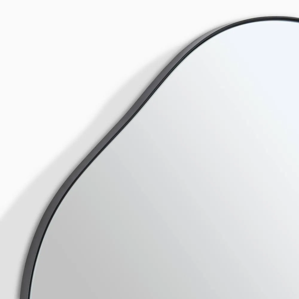 FurnitureboxUK Vita Black Metal Small 60x60cm Pebble Shape Wall Mirror 6