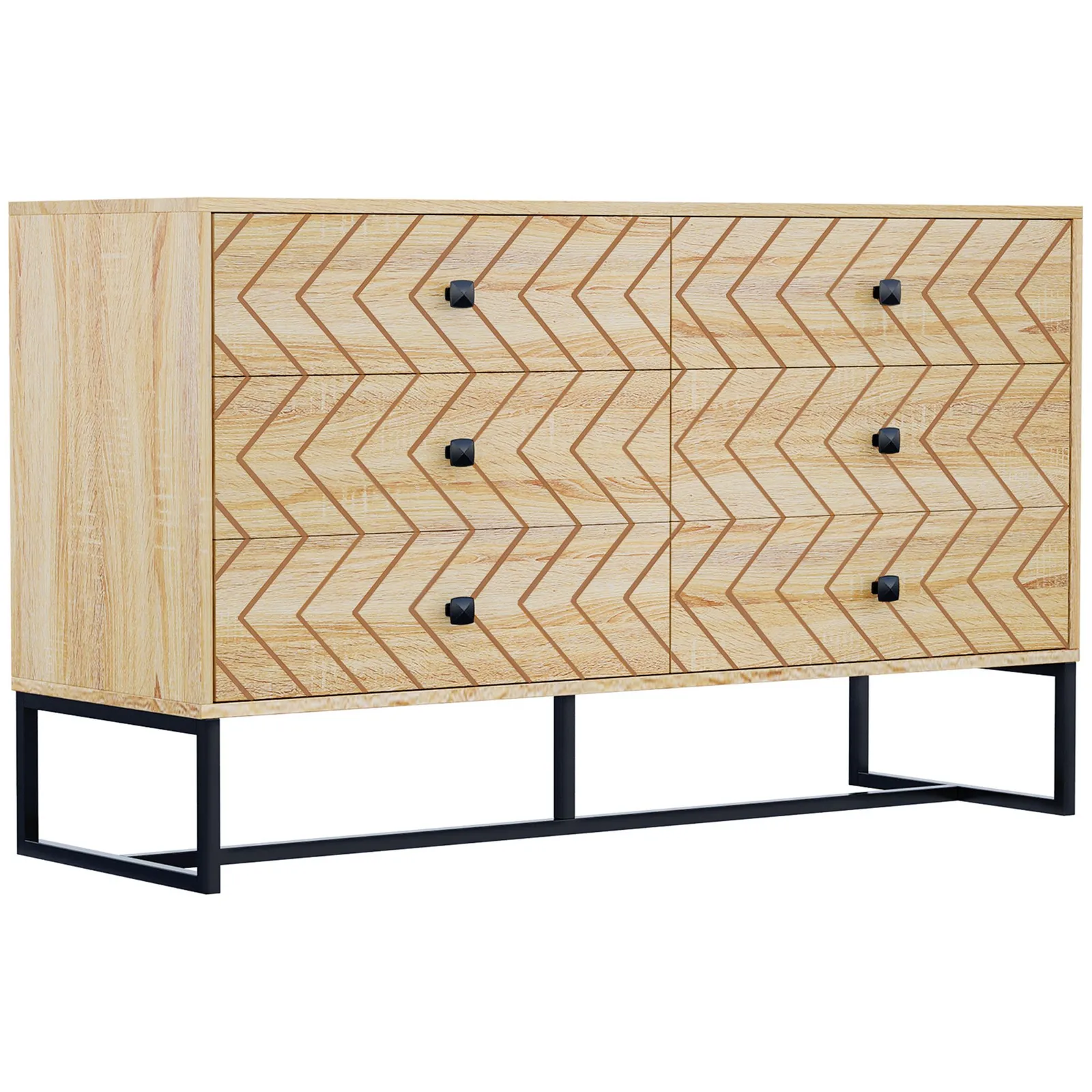 HOMCOM Chest Of 6 Drawers Sideboard Cabinet Storage Unit Bedroom Wood in Light Brown 2