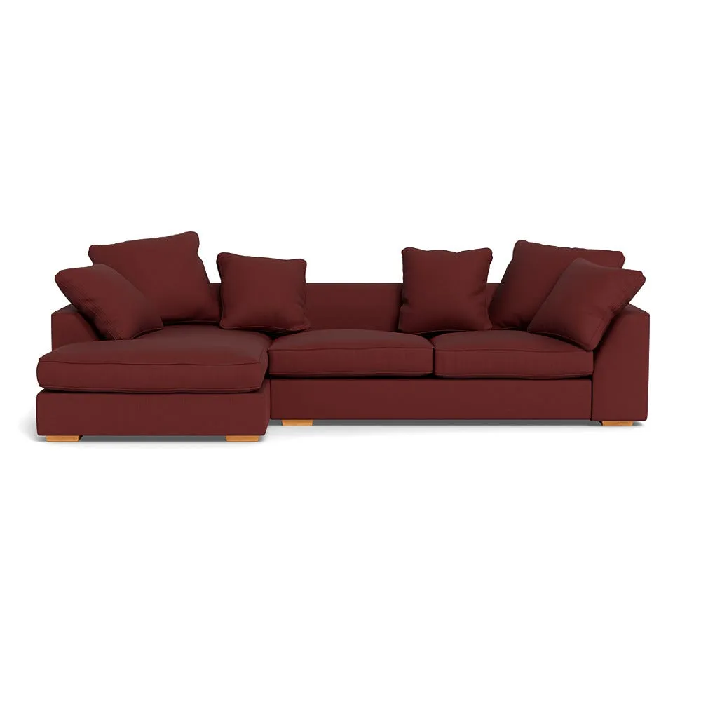 Heal's Cumulus Left Hand Facing Corner Sofa Capelo Linen-Cotton Etruscan Red Black Feet 1
