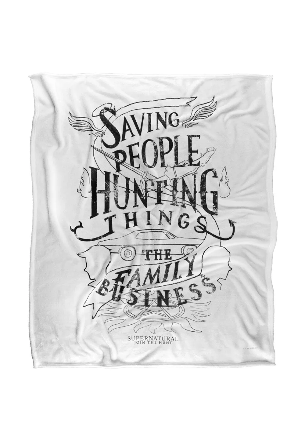 Warner Brothers Supernatural Family Business Silky Touch Super Soft Throw Blanket in White