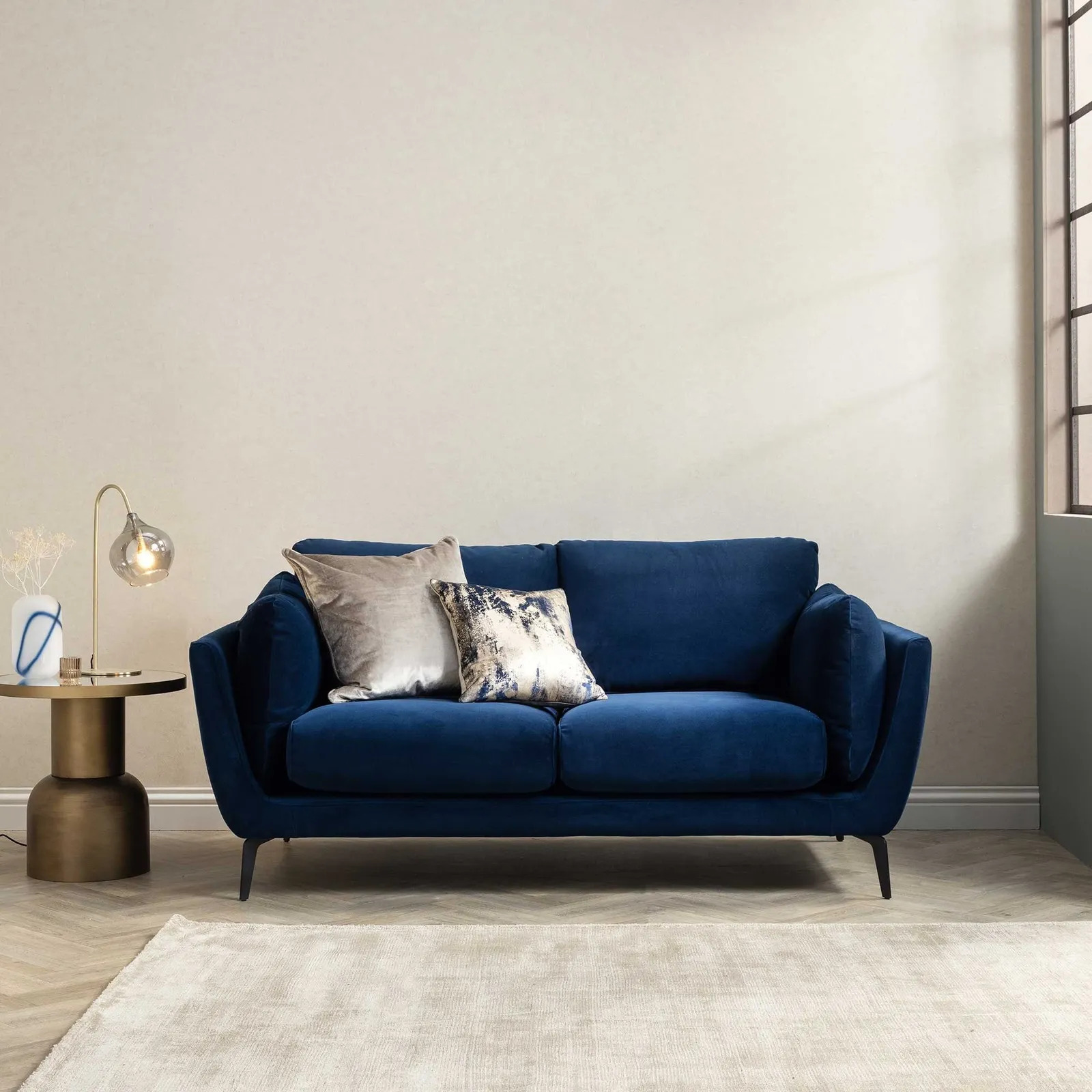Boone 2 Seater Sofa, Navy Fabric | Barker & Stonehouse 2