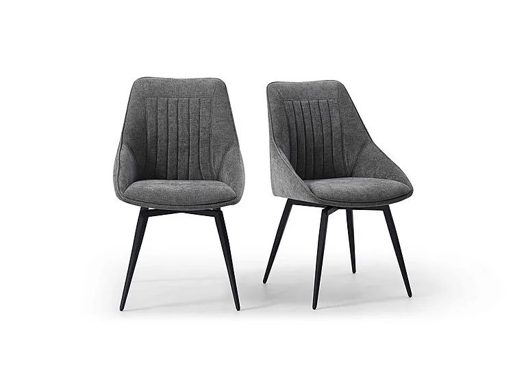 Crete Pair of Swivel Dining Chairs - Dark Grey